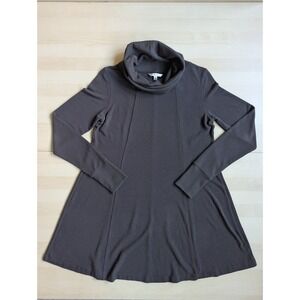 CAbi Fireside Cowl Turtle Neck Brown Sweater Dress Swing Fit sz Med thumb holes
